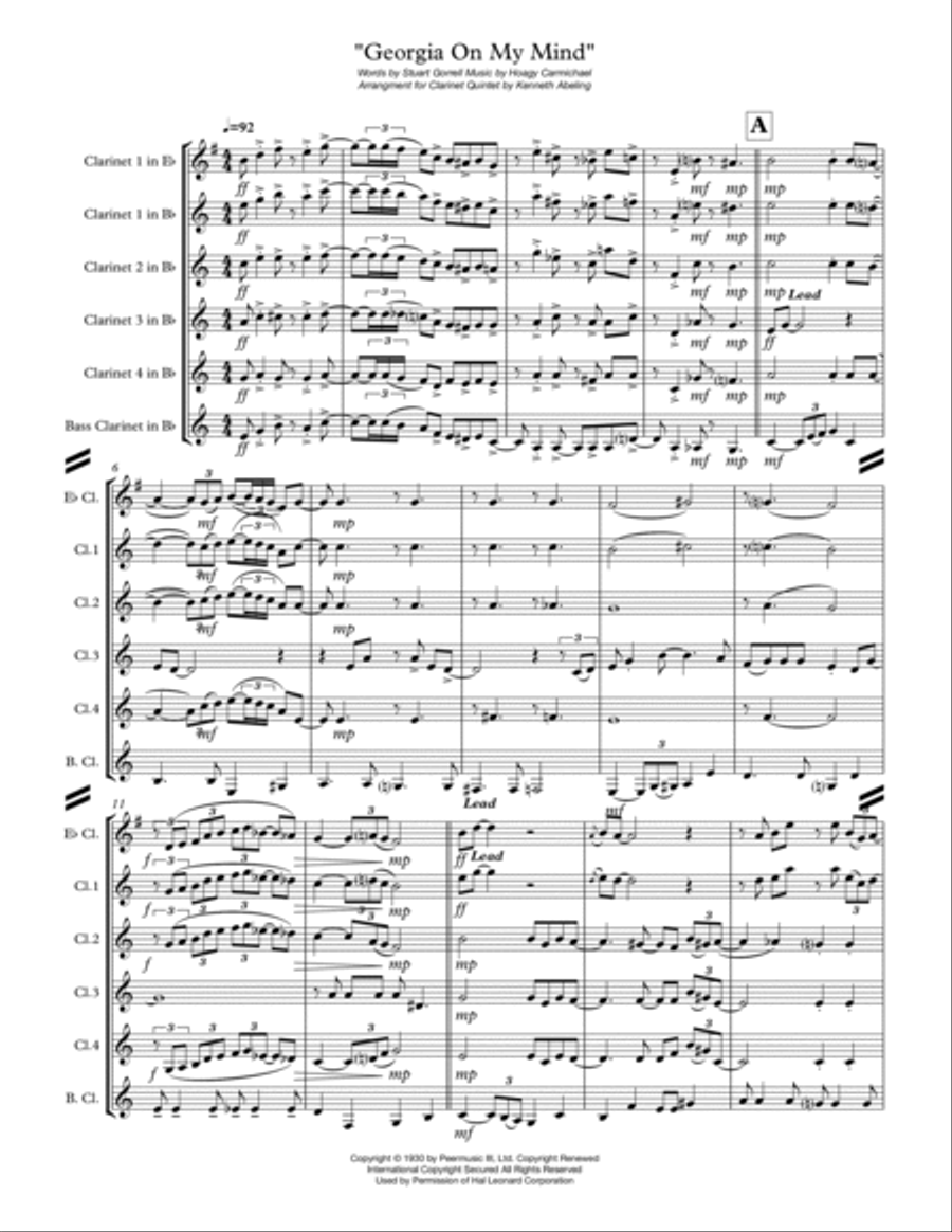 Georgia On My Mind Woodwind Quintet scores gallery preview page 2