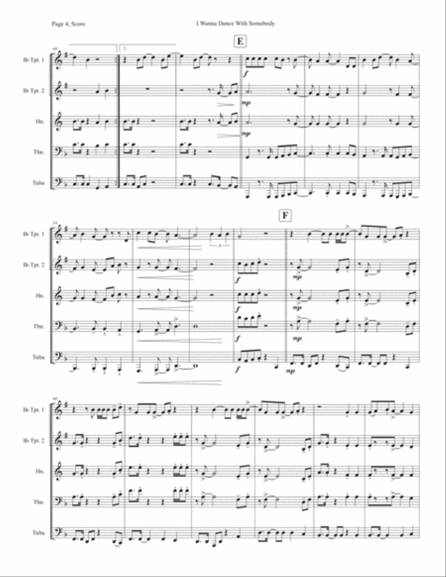 I Wanna Dance With Somebody Horn scores gallery preview page 4