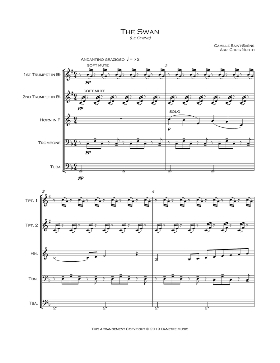 The Swan (Brass Quintet) Brass Quintet scores gallery preview page 2