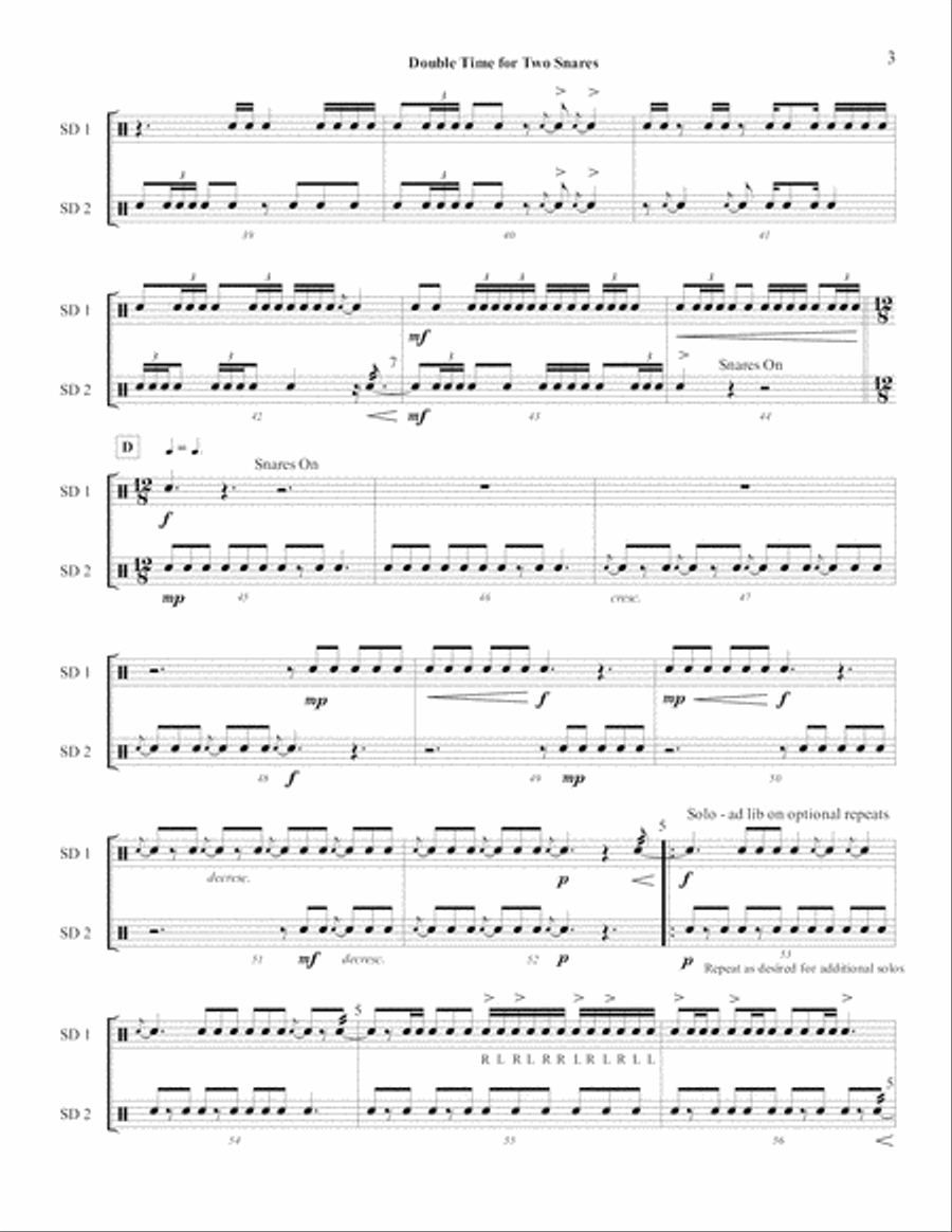 Double Time For Two Snares Percussion scores gallery preview page 5