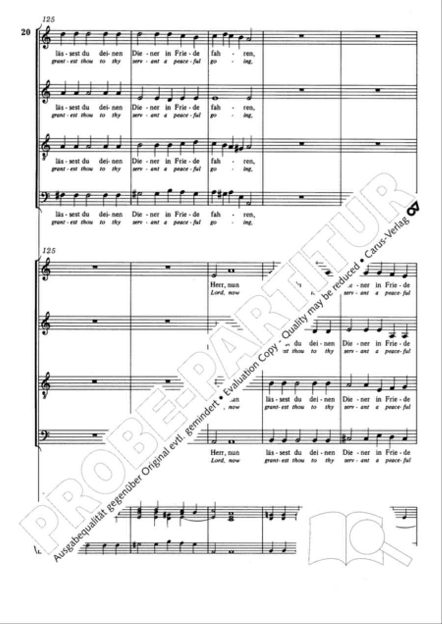 Lord, now lettest thou thy servant depart (Herr, nun lassest du deinen Diener) 4-Part scores gallery preview page 21