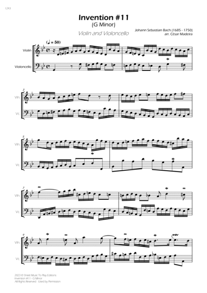 Invention No.11 in G Minor - Violin and Cello (Full Score and Parts) image number null
