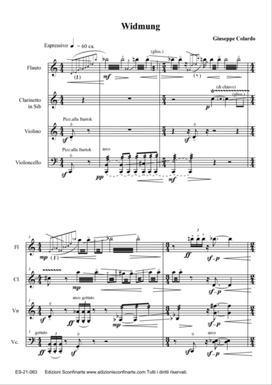 Giuseppe Colardo: WIDMUNG (ES-21-063) - Score Only Small Ensemble scores gallery preview page 3