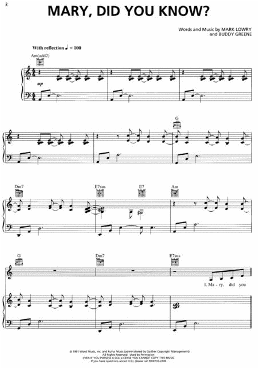 Mary, Did You Know? Mary, Did You Know? Piano, Vocal, Guitar scores gallery preview page 2