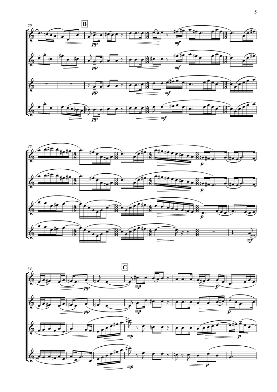 Olympian Sketches (Saxophone Quartet) Saxophone Quartet scores gallery preview page 4