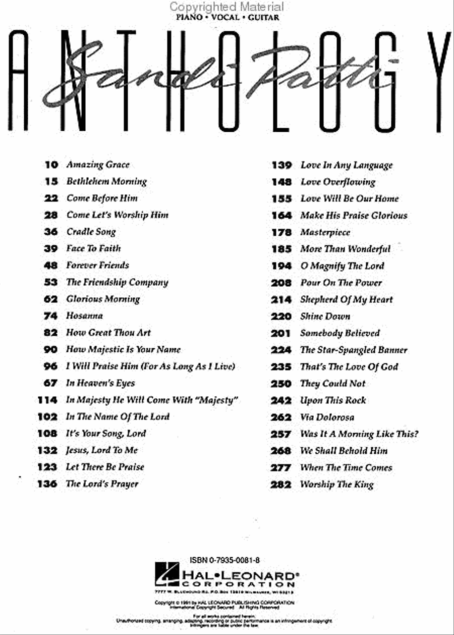 Sandi Patti Anthology Piano, Vocal, Guitar scores gallery preview page 2