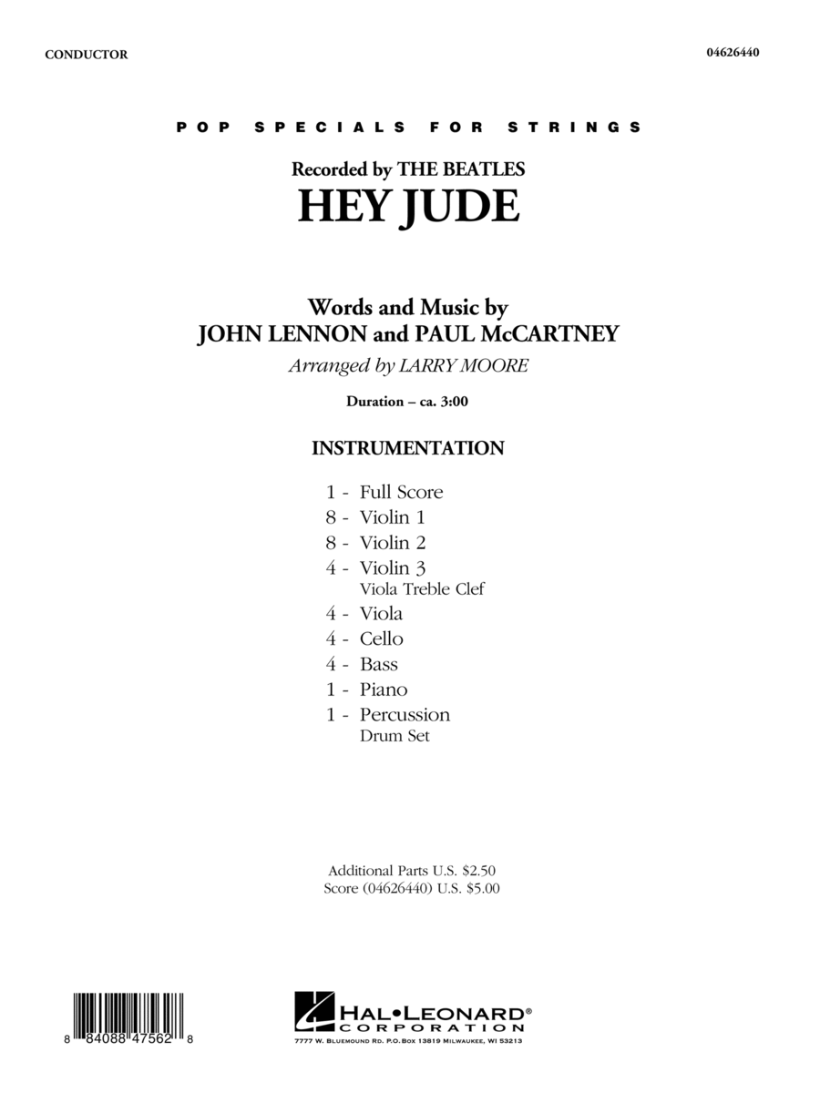 Hey Jude - Conductor Score (Full Score) String Orchestra scores gallery preview page 1