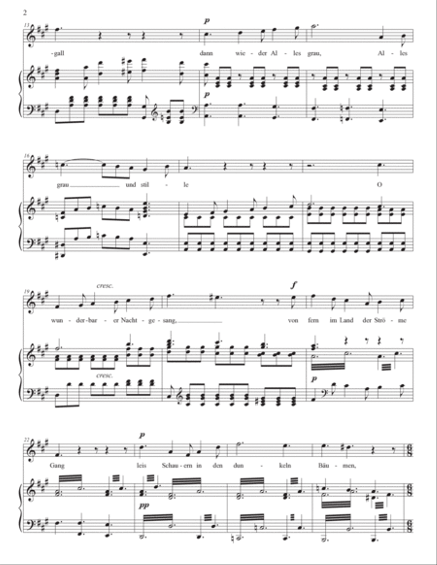 HENSEL: Nachtwanderer, Op. 7 no. 1 (transposed to A major, A-flat major, and G major) Piano, Vocal scores gallery preview page 3