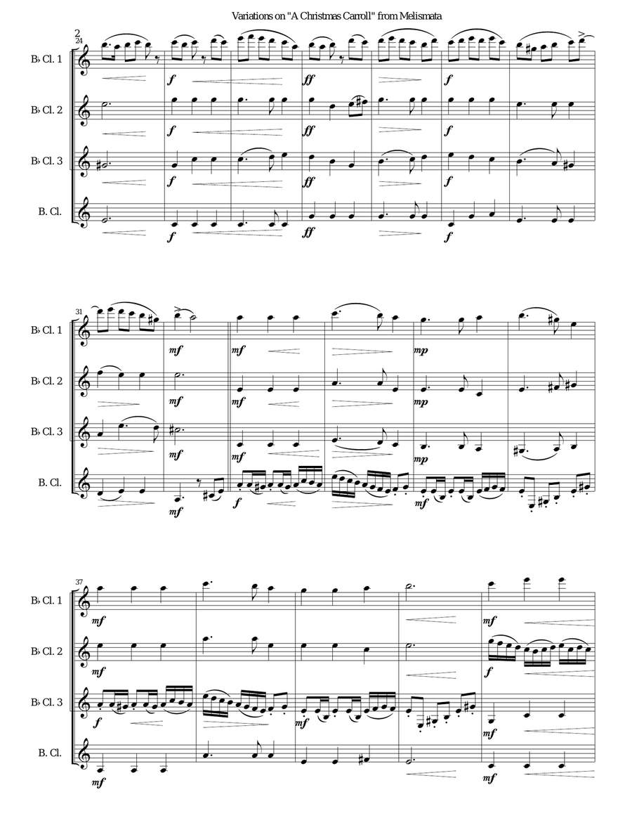 Variations on Remember, O Thou Man (from Ravenscroft's Melismata) for clarinet quartet Variations on Remember, O Thou Man (from Ravenscroft's Melismata) for clarinet quartet Clarinet Quartet scores gallery preview page 2