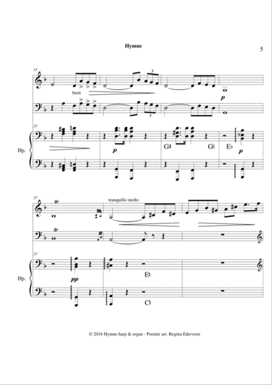 Hymne - pedal harp & organ Pedal Harp scores gallery preview page 5