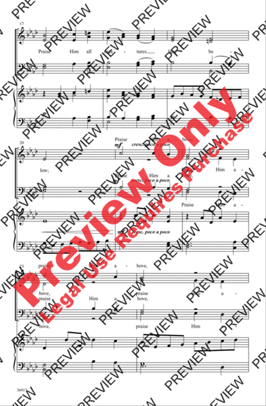 Praise God from Whom All Blessings Flow 4-Part scores gallery preview page 4