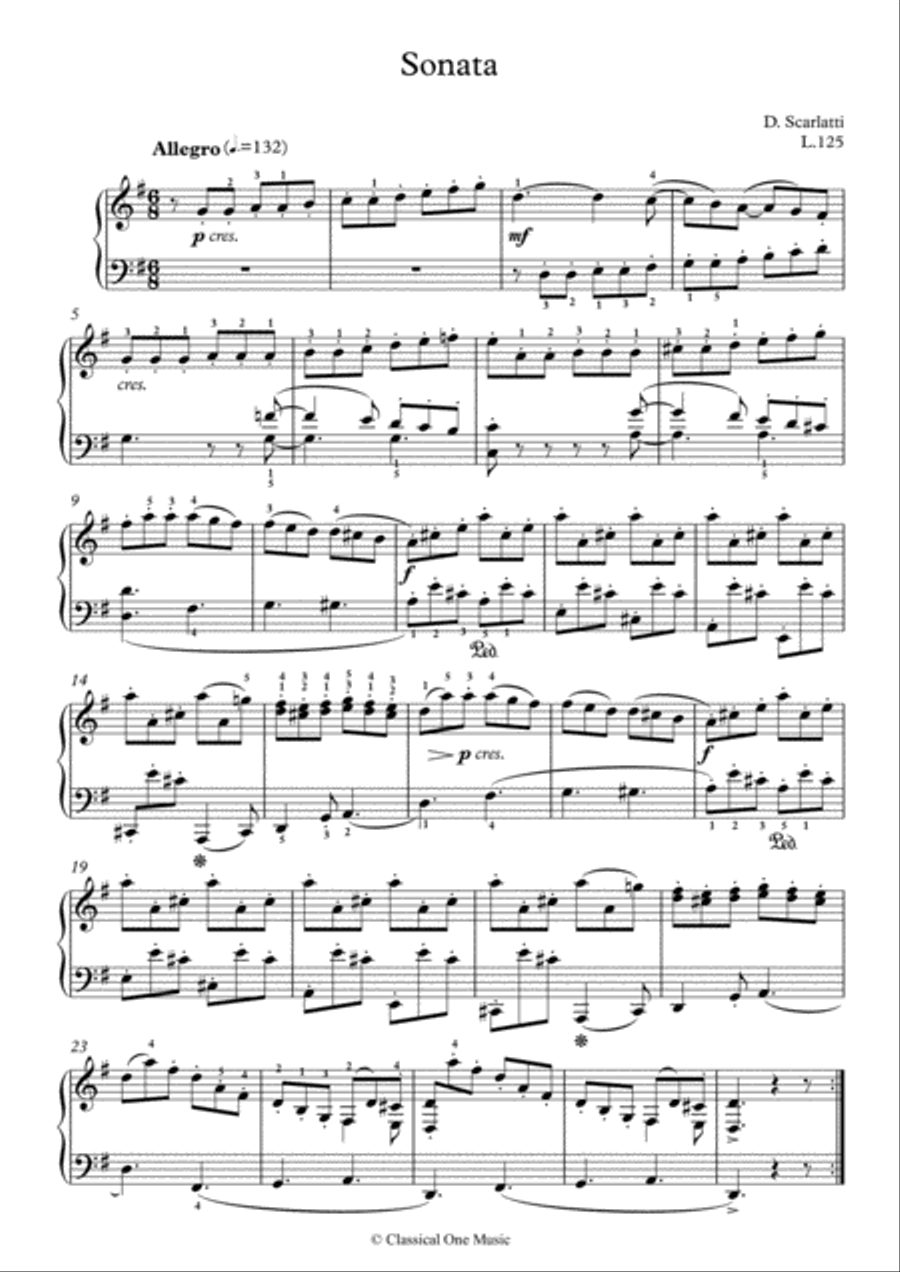 Scarlatti-Sonata in G-Major L.125 K.413(piano) Piano Solo scores gallery preview page 2