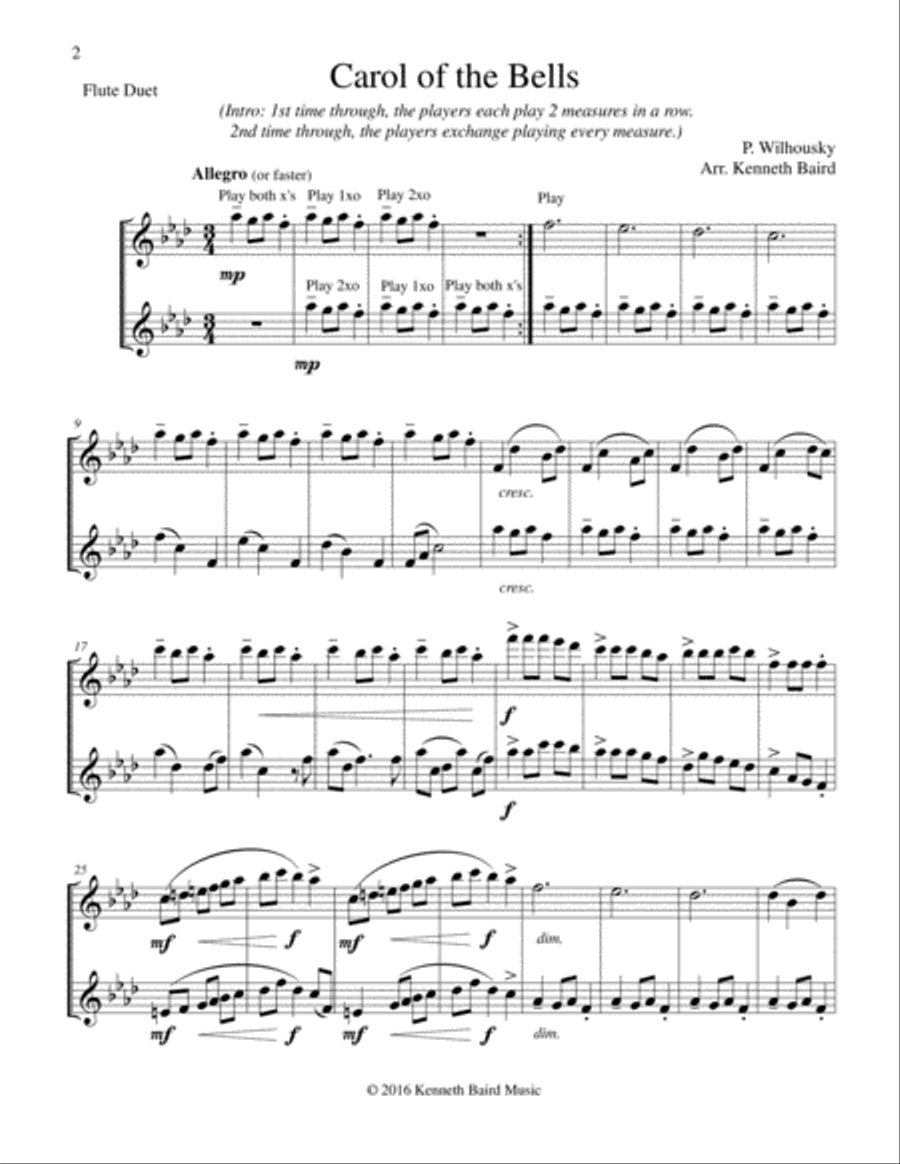 Christmas Duets, Volume 2, for Flutes Flute Duet scores gallery preview page 2