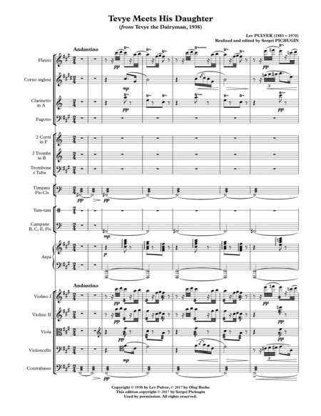 PULVER Lev: "Tevye Meets His Daughter" from "Tevye the Dairyman" for Symphony Orchestra (Full score image number null