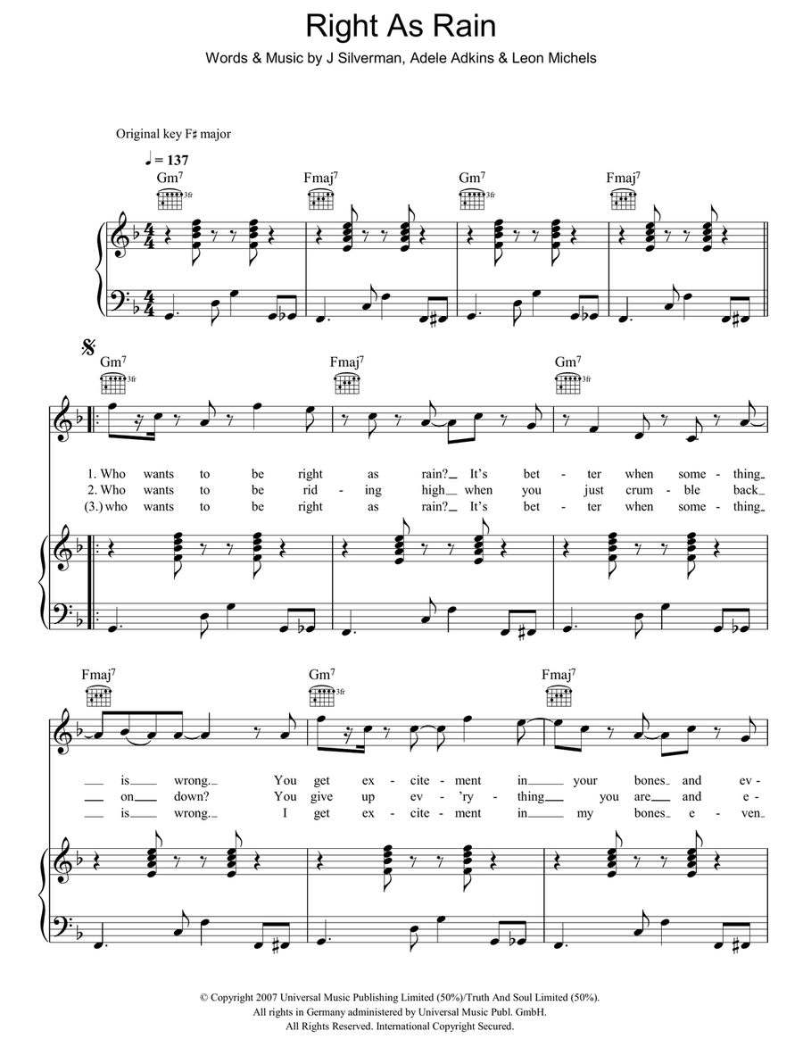 Right As Rain Acoustic Guitar scores gallery preview page 1