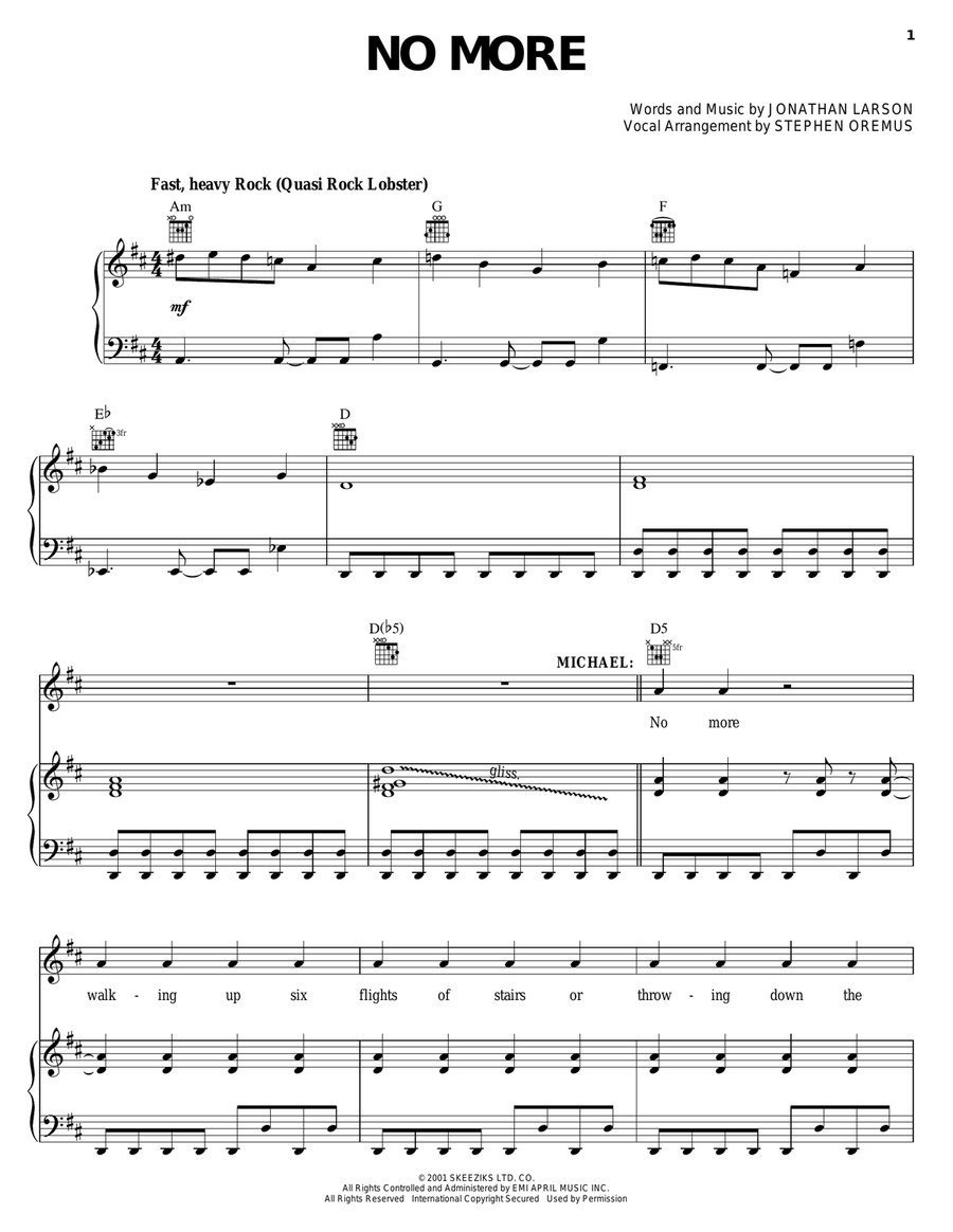 No More (from tick, tick... BOOM!) Guitar scores gallery preview page 1