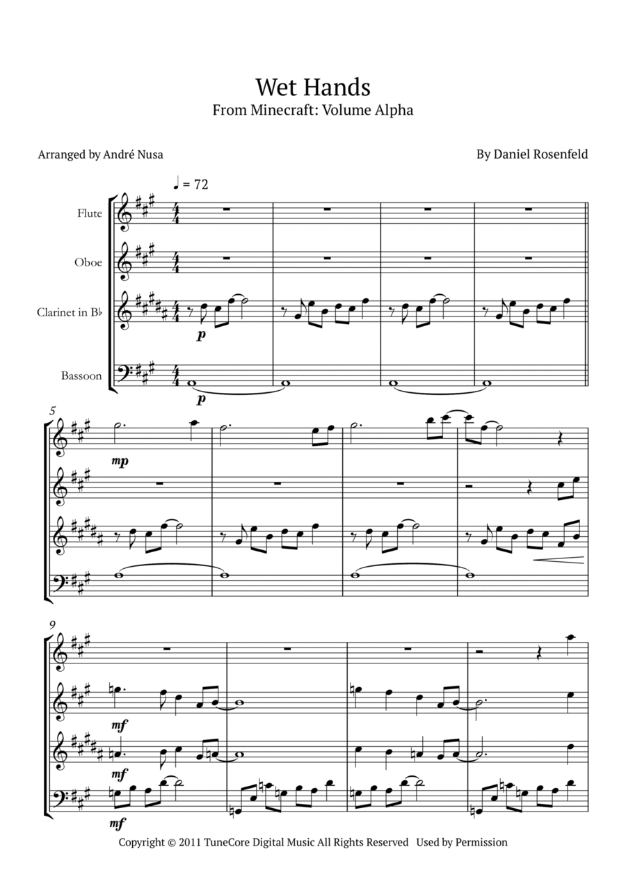 Wet Hands Woodwind Quartet scores gallery preview page 1