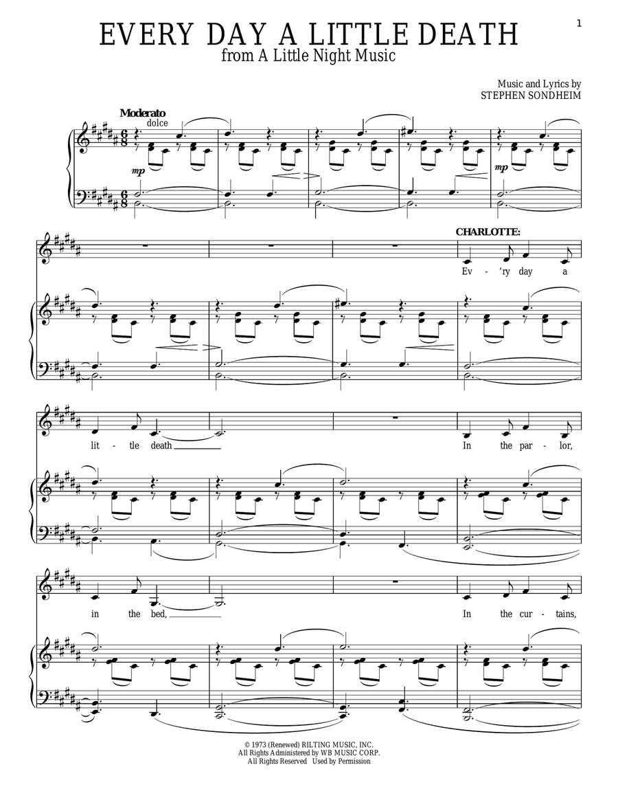 Every Day A Little Death Piano, Vocal scores gallery preview page 1