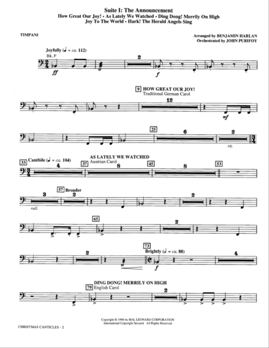 Christmas Canticles: A Cantata of Carols in Four Suites (Full Orchestra) - Percussion 2 Choir scores gallery preview page 2