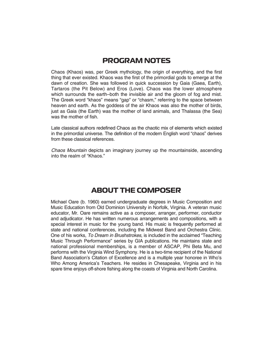 Chaos Mountain - Conductor Score (Full Score) Concert Band scores gallery preview page 2