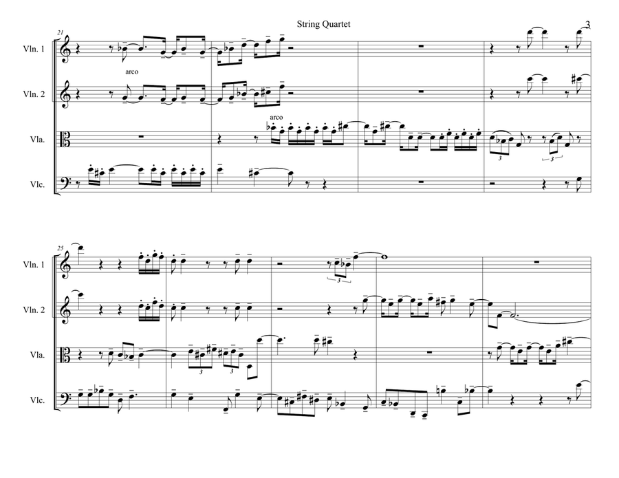 String Quartet in Three Movements String Quartet scores gallery preview page 3