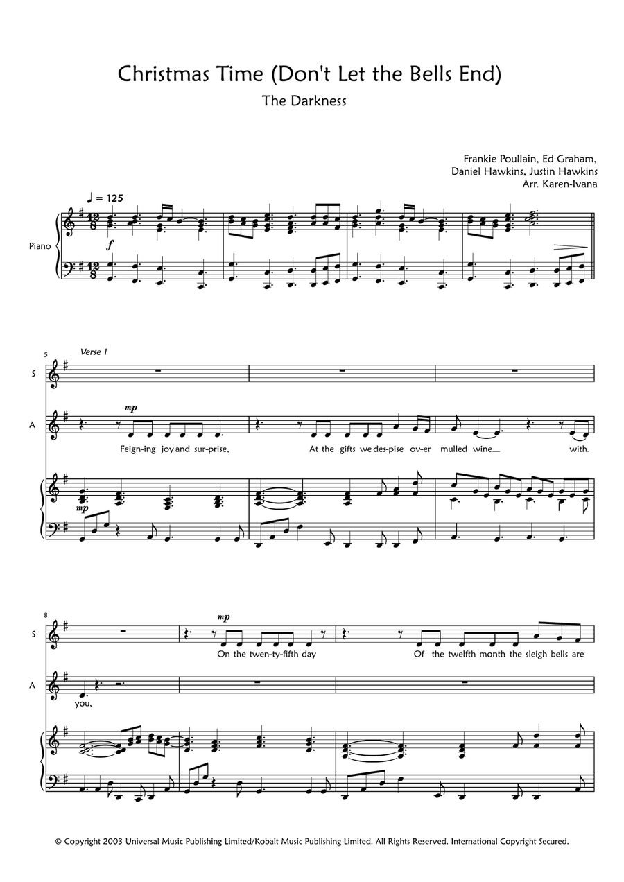 Christmas Time (don't Let The Bells End) SA scores gallery preview page 1