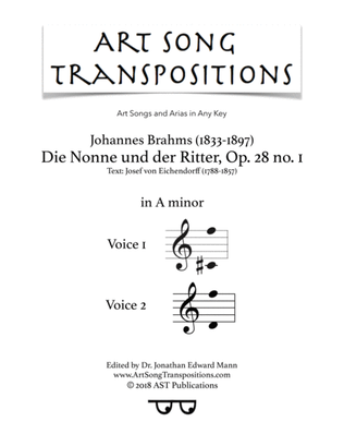 Book cover for BRAHMS: Die Nonne und der Ritter, Op. 28 no. 1 (transposed to A minor)