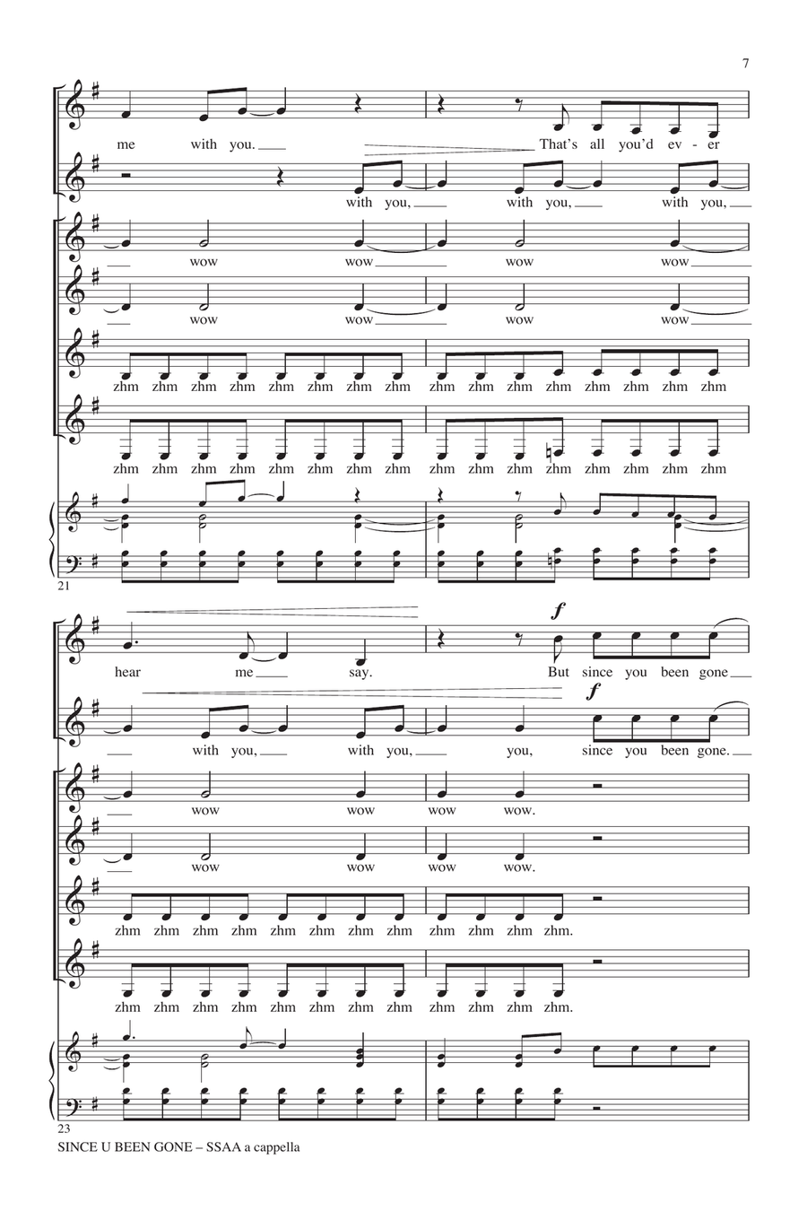 Since U Been Gone (as performed in Pitch Perfect) (arr. Deke Sharon) SSA scores gallery preview page 6