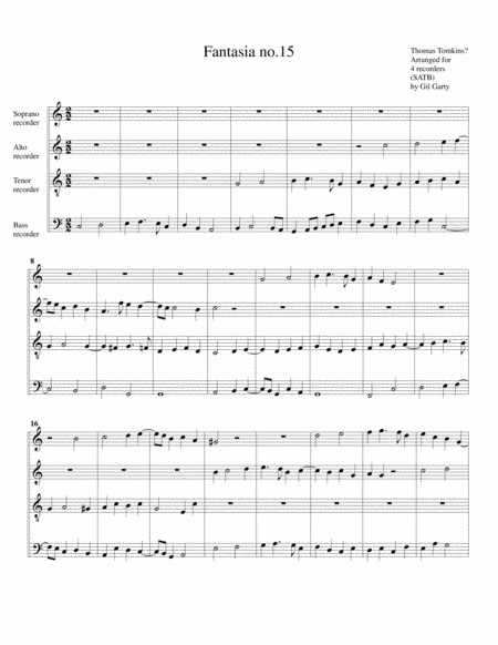 Fantasia no.15 for 3 viols (arrangement for 4 recorders)