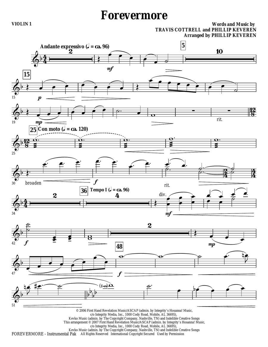 Forevermore - Violin 1 Forevermore - Violin 1 Choir scores gallery preview page 1