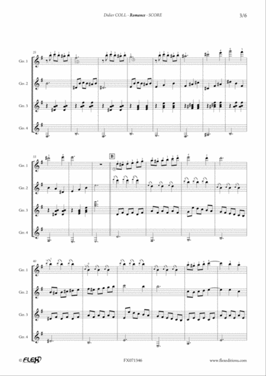Romance for 4 Guitars Romance for 4 Guitars Guitar Ensemble scores gallery preview page 3