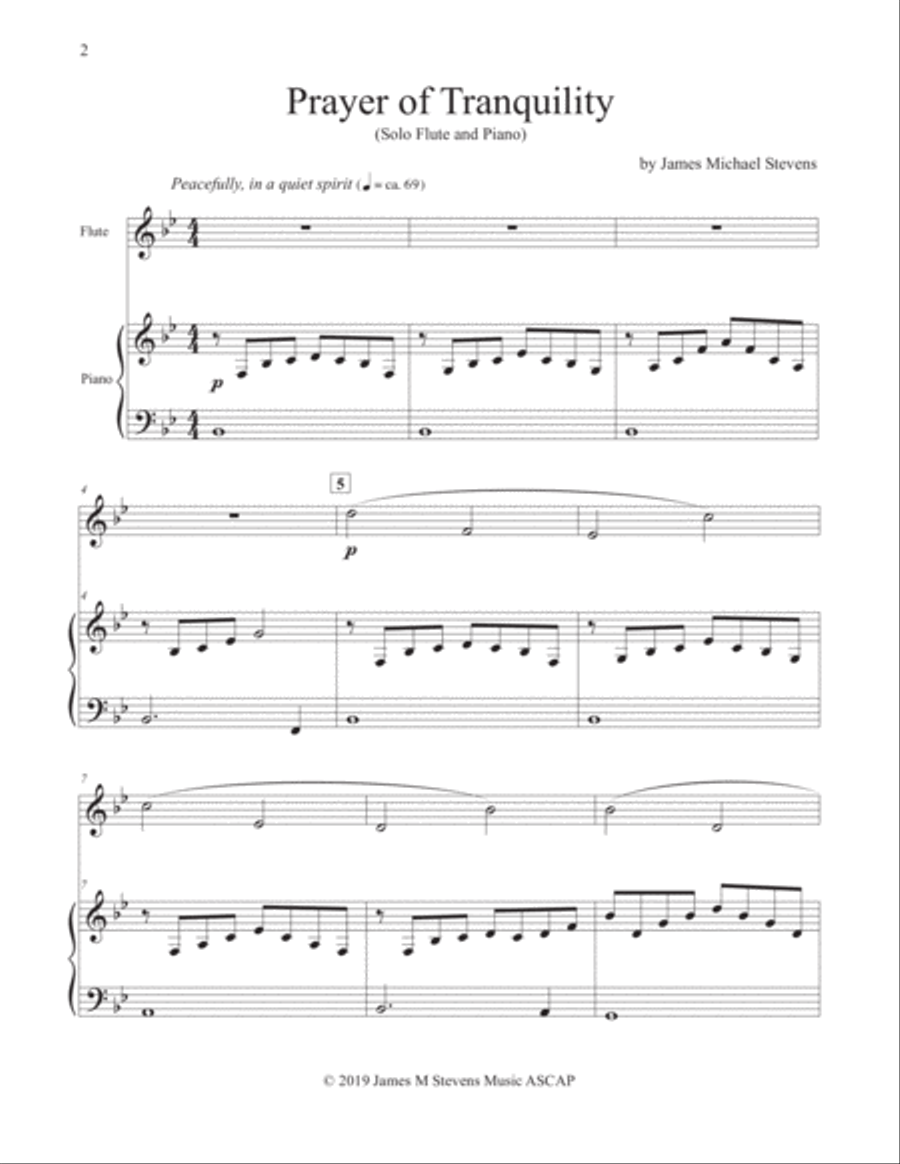 Prayer of Tranquility - Flute & Piano Flute Solo scores gallery preview page 2