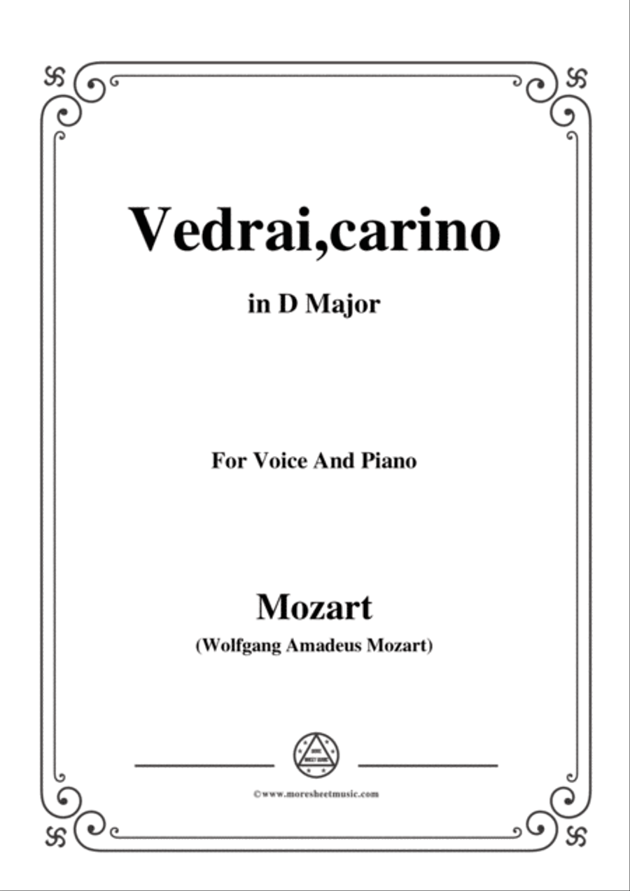 Mozart-Vedrai,carino,in D Major,for Voice and Piano Voice Solo scores gallery preview page 1