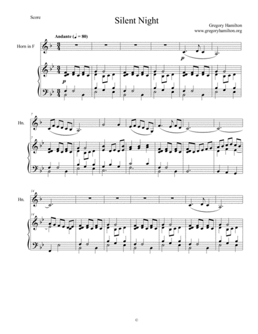 Silent Night - for Horn in F and Piano image number null