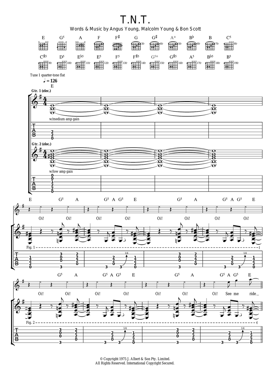 T.N.T. Acoustic Guitar scores gallery preview page 1