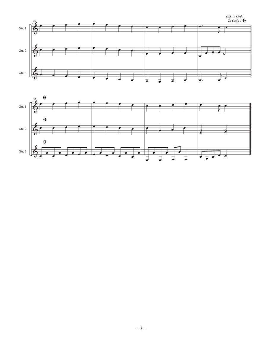 Ode to Joy Easy Guitar Trio Guitar Ensemble scores gallery preview page 3