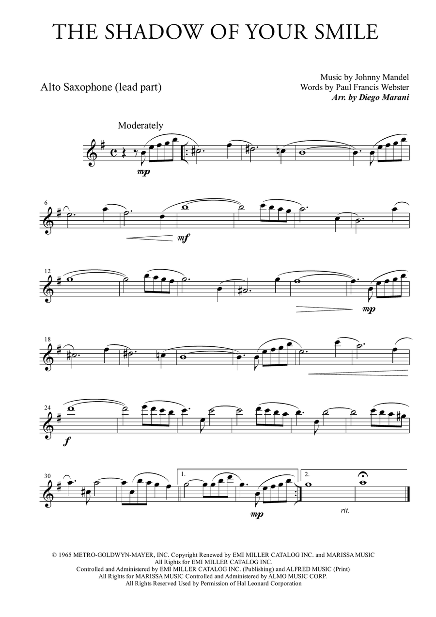 The Shadow Of Your Smile Woodwind Quartet scores gallery preview page 2