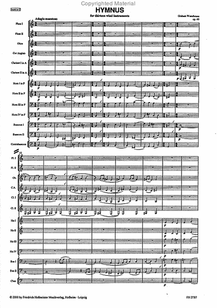 Hymnus for thirteen wind instruments, op. 49/ Partitur