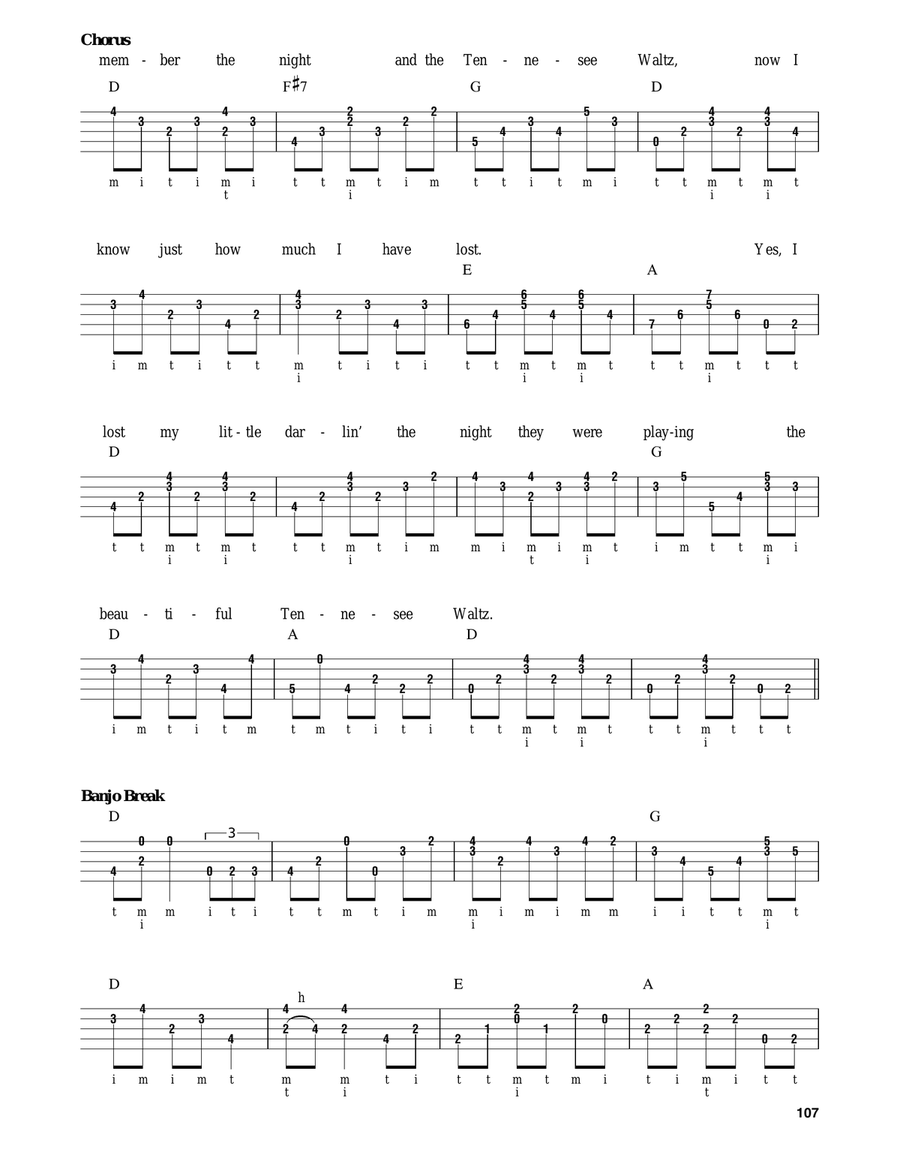 Tennessee Waltz Banjo scores gallery preview page 2