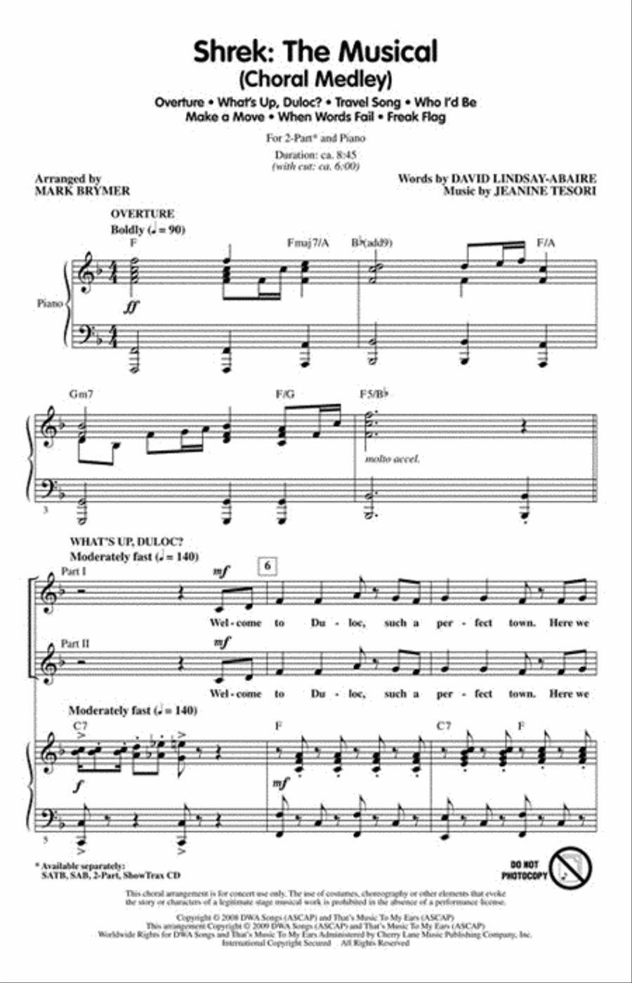 Shrek: The Musical (Choral Medley) 2-Part scores gallery preview page 2