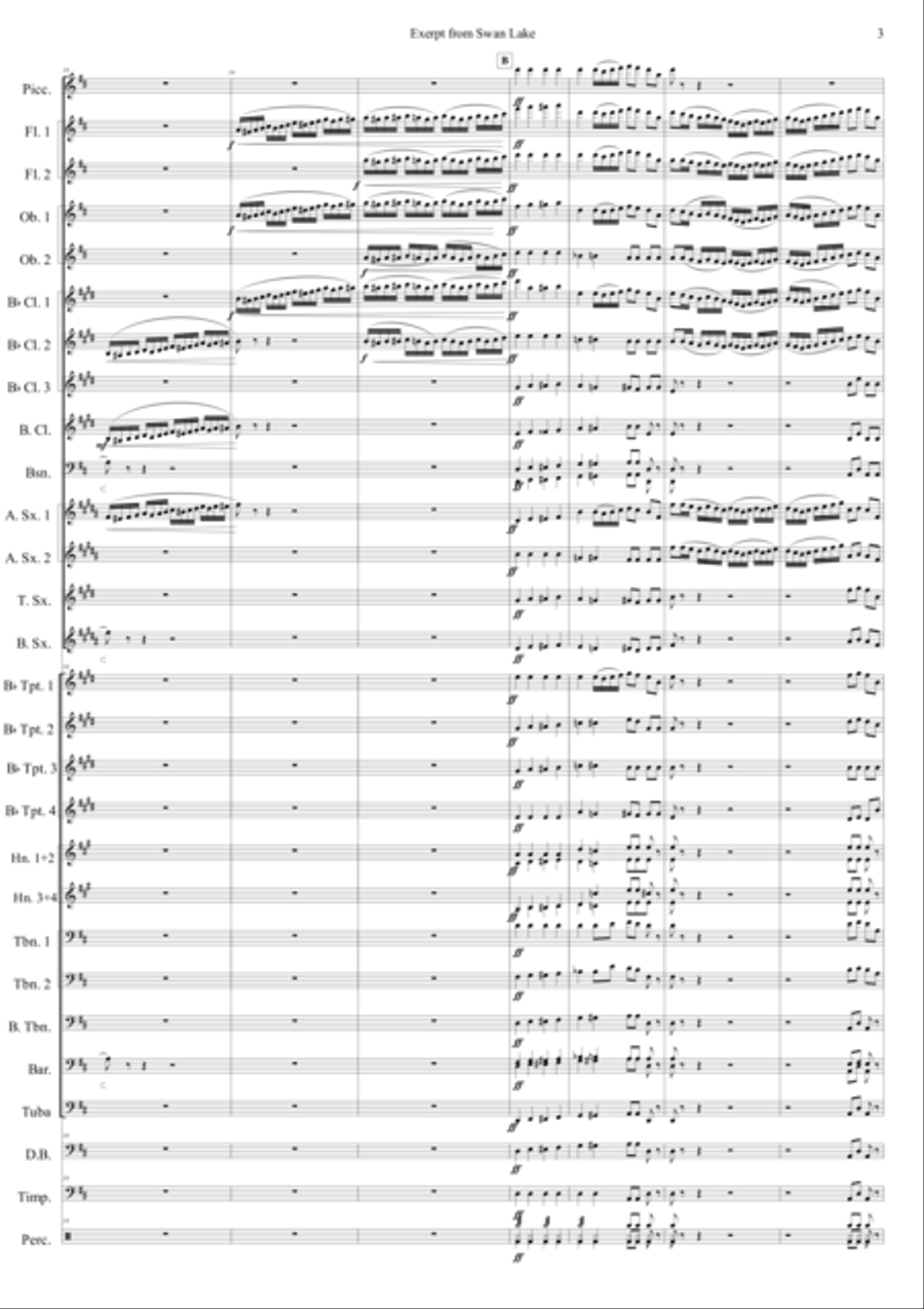 Swan Lake Intro to Act 1 Scene 1 for Concert Band Concert Band scores gallery preview page 4