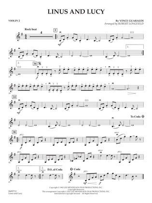 Book cover for Linus and Lucy (arr. Robert Longfield) - Violin 2