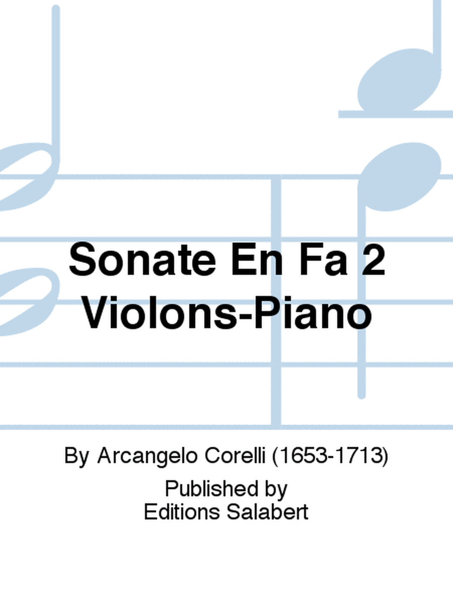 Sonate En Fa 2 Violons-Piano