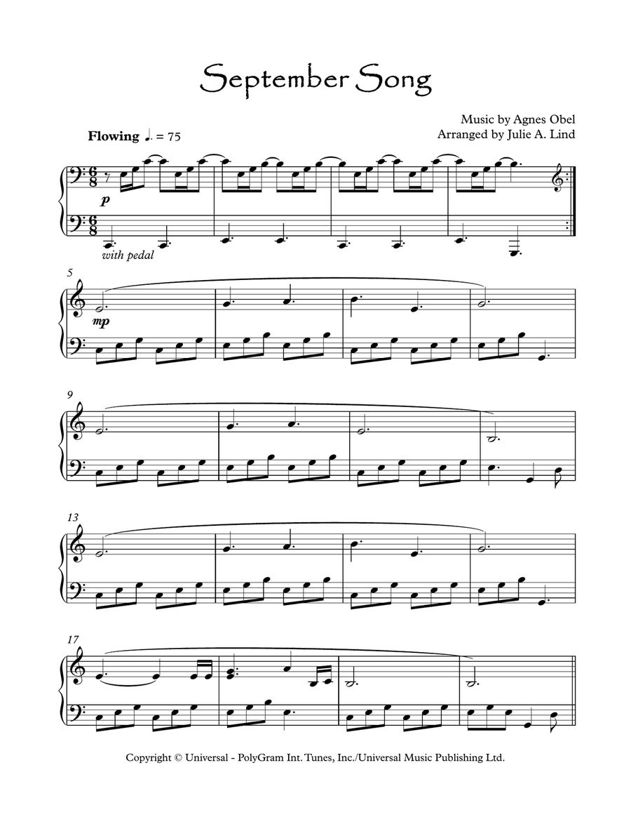 September Song Piano Solo scores gallery preview page 1