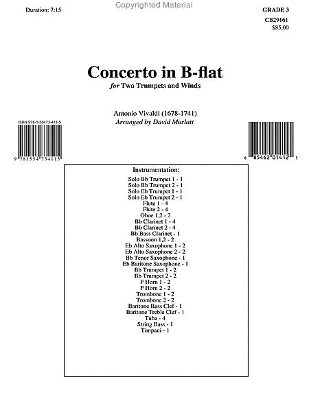 Concerto in B-flat for Two Trumpets and Winds