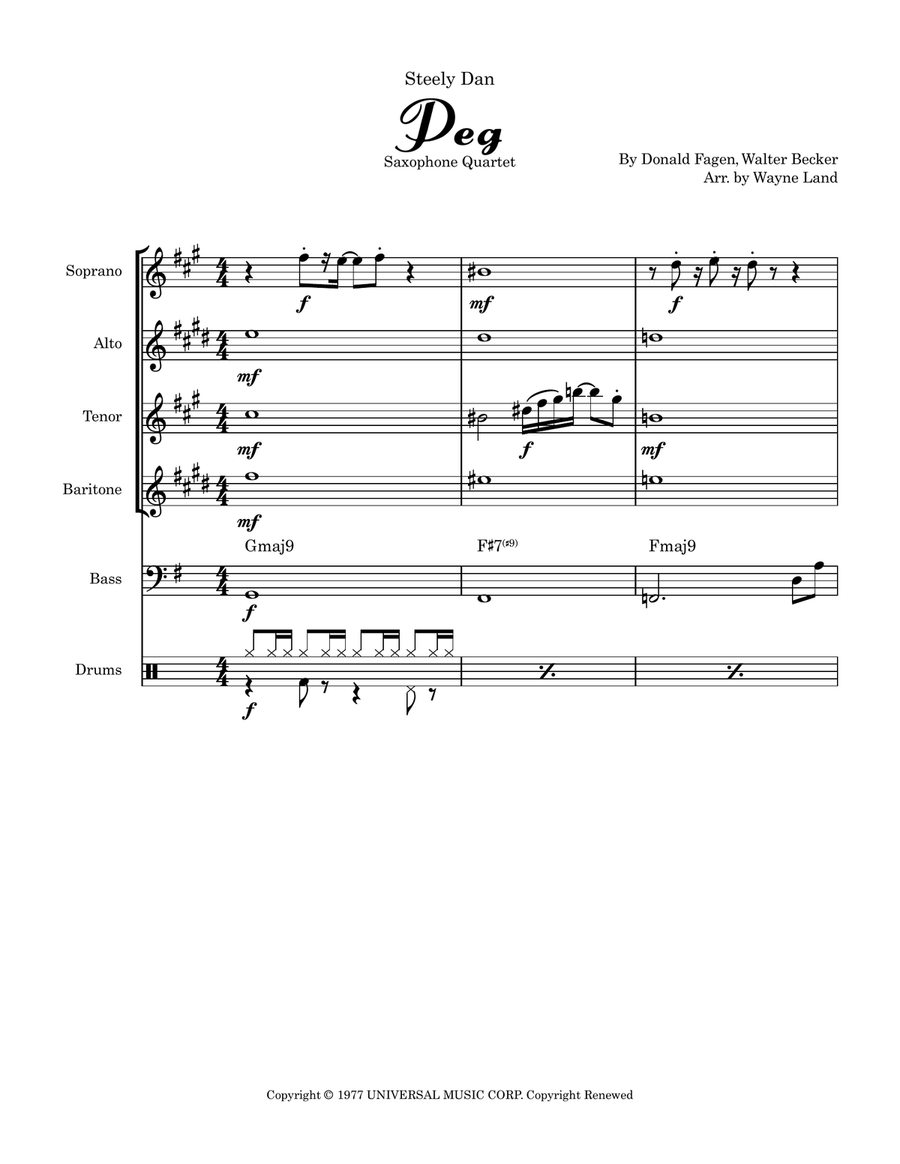 Peg Saxophone Quartet scores gallery preview page 2