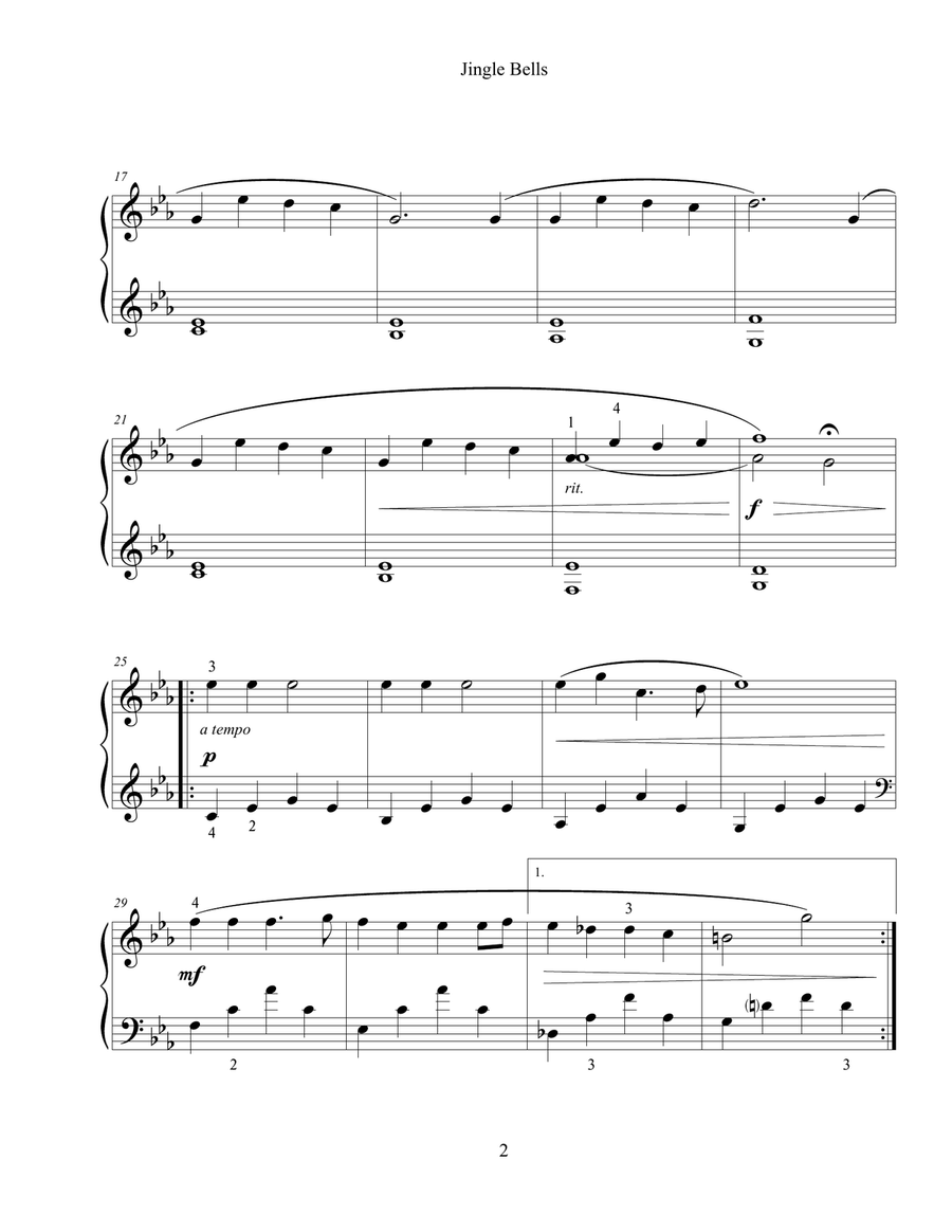 Jingle Bells (With a Minor Twist) Piano Solo scores gallery preview page 2