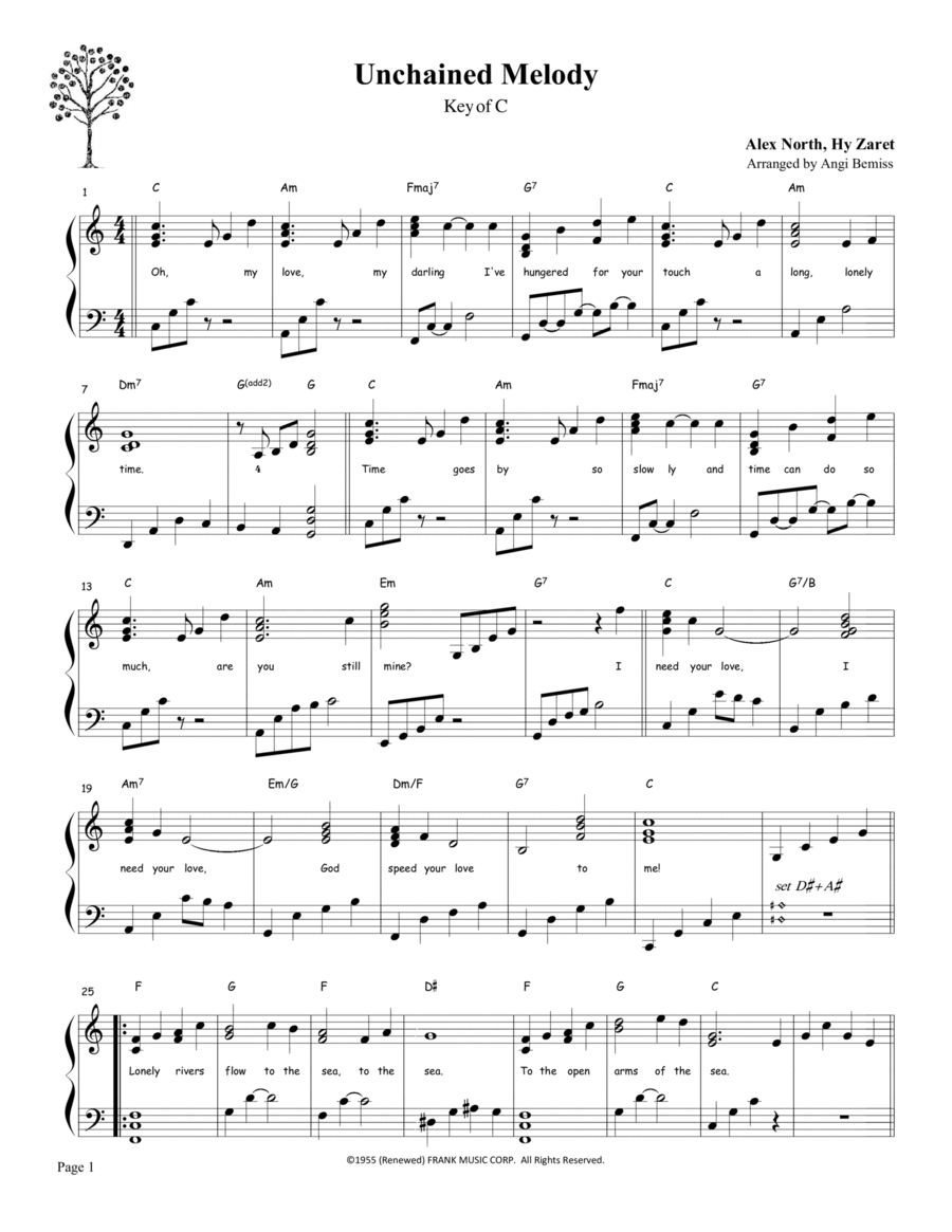 Unchained Melody Harp scores gallery preview page 1