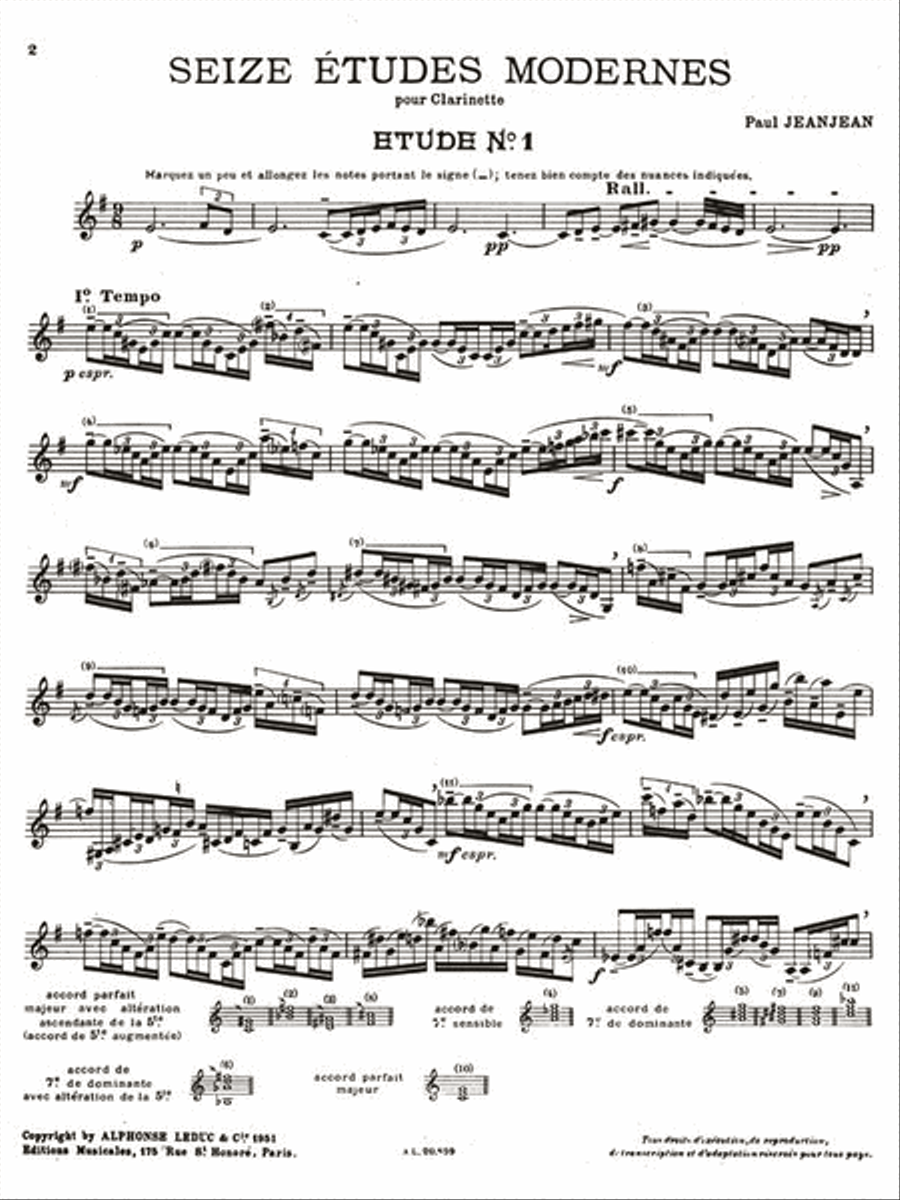 Paul Jeanjean - Seize Etudes Modernes Pour Clarinette Clarinet Solo scores gallery preview page 2
