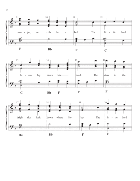 Away in a Manger with Silent night-handbell arrangement for Level 2 (easy) 2 or 3 octaves